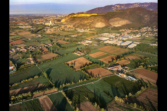 Aerial view of Marble quarries near Mazzano in Nuvolera in the state Brescia, Italy