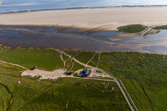 Building of the restaurant " Die Strandhuette " in Sankt Peter-Ording in the state Schleswig-Holstein, Germany
