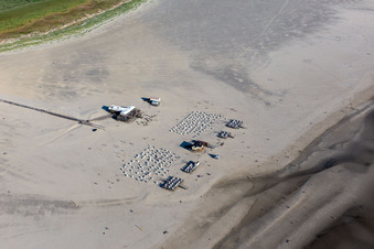 Pier Sankt Peter-Ording-Beach in Sankt Peter-Ording in the state Schleswig Holstein, Germany