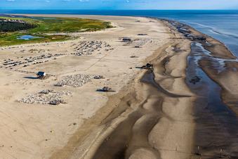 Beach landscape along the of North Sea in Sankt Peter-Ording in the state Schleswig-Holstein, Germany