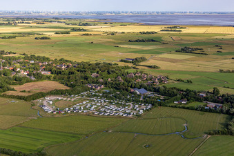 Aerial view of MeerGrün campsite in the district Süderdeich in Tating in the state Schleswig Holstein, Germany