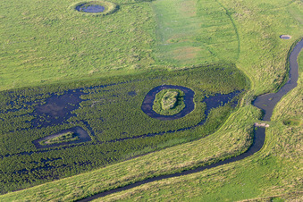 Aerial photograpy of Oldensworter Vorland nature reserve on the Eider in the district Hemmerdeich in Oldenswort in the state Schleswig Holstein, Germany
