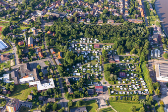Camping with caravans and tents in Toenning in the state Schleswig-Holstein, Germany