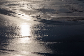 Aerial view of Eider in Karolinenkoog in the state Schleswig Holstein, Germany
