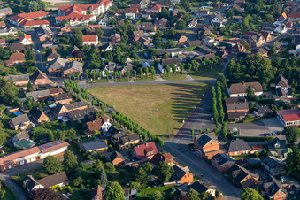 Market place Gaensemarkt in Lunden in the state Schleswig-Holstein, Germany