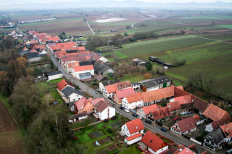 Aerial view of Vollmersweiler in Kandel in the state Rhineland-Palatinate, Germany