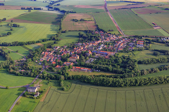 Aerial view of View of the town from the south with the castle Friedrichswerth in the district Friedrichswerth in Nessetal in the state Thuringia, Germany