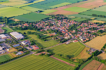 View of the town from the northwest, including JTJ Industrie GmbH in Sonneborn in the state Thuringia, Germany
