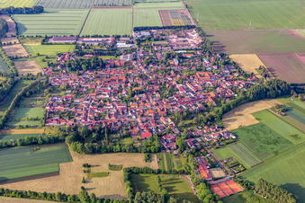 Town View of the streets and houses of the residential areas in Friemar in the state Thuringia, Germany