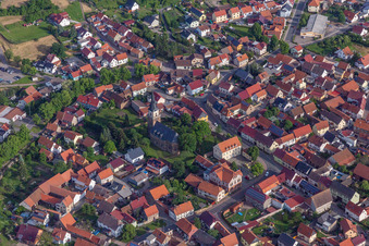 Oblique view of Town View of the streets and houses of the residential areas in Seebergen in the state Thuringia, Germany