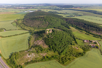 Aerial view of Gleichen Castle in the district Wandersleben in Drei Gleichen in the state Thuringia, Germany