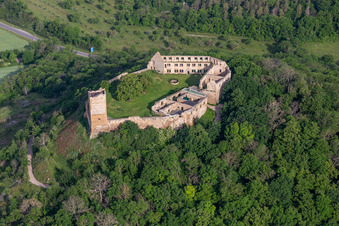 Oblique view of Gleichen Castle in the district Wandersleben in Drei Gleichen in the state Thuringia, Germany