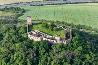 Bird's eye view of Gleichen Castle in the district Wandersleben in Drei Gleichen in the state Thuringia, Germany