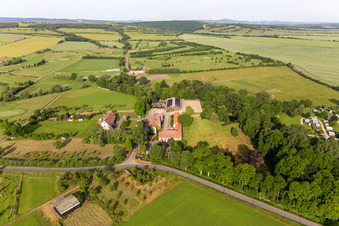 Complex of the hotel building Restaurant Hotel Taubennest in Muehlberg in the state Thuringia, Germany