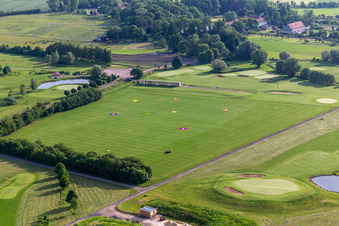 Bird's eye view of Grounds of the Golf course at " Drei Gleichen Muehlberg e.V. " in Muehlberg in the state Thuringia, Germany