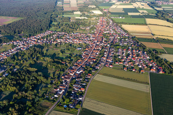 Village view from the east in the district Schaidt in Wörth am Rhein in the state Rhineland-Palatinate, Germany