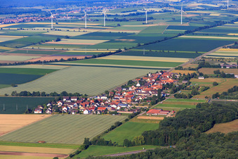 Village view from the east in the district Minderslachen in Kandel in the state Rhineland-Palatinate, Germany