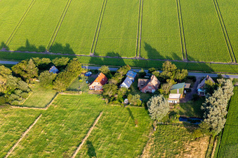 Aerial photograpy of Schülpersieler Street in the district Schülperweide in Wesselburenerkoog in the state Schleswig Holstein, Germany