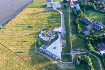 Aerial view of Multimar Wattforum in Tönning in the state Schleswig Holstein, Germany
