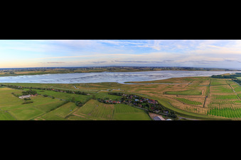 Panorama of Gross Olversum, Katinger Watt and Eider in the district Olversum in Tönning in the state Schleswig Holstein, Germany