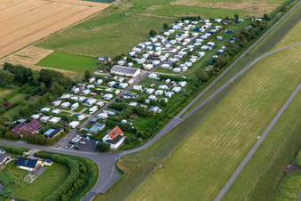 Holiday home settlement and camping Wesselburenerkoog in Wesselburenerkoog in the state Schleswig Holstein, Germany from above