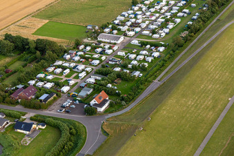Holiday home settlement and camping Wesselburenerkoog in Wesselburenerkoog in the state Schleswig Holstein, Germany out of the air