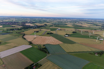 Wind turbines around Wesselburen in Süderdeich in the state Schleswig Holstein, Germany