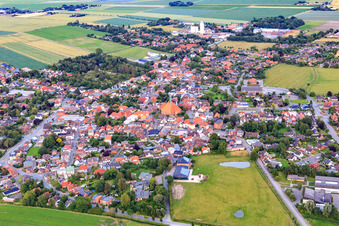 Aerial view of From the northwest in Wesselburen in the state Schleswig Holstein, Germany