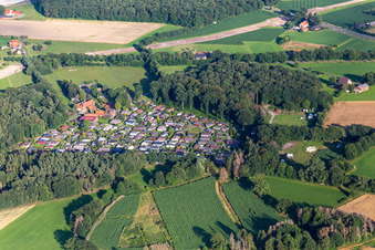 Aerial view of Waldvelen recreation area, family ven der Buss in Velen in the state North Rhine-Westphalia, Germany