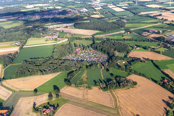 Oblique view of Waldvelen recreation area, family ven der Buss in Velen in the state North Rhine-Westphalia, Germany