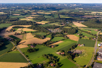 Waldvelen recreation area, family ven der Buss in Velen in the state North Rhine-Westphalia, Germany from the plane