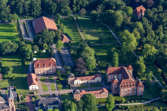 Aerial view of Building complex of the education and training center " Chateauform - Schloss Velen " in Velen in the state North Rhine-Westphalia, Germany