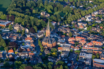 Aerial photograpy of St. Gudula Church in Rhede in the state North Rhine-Westphalia, Germany