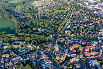 Church of St. Gudula and castle park of house Rhede in the district Altrhede in Rhede in the state North Rhine-Westphalia, Germany
