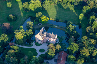 Aerial view of Princely Salm-Salm Administration in Rhede in the state North Rhine-Westphalia, Germany