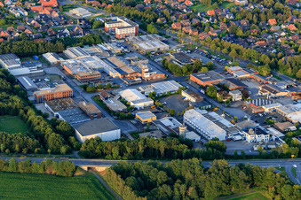 Siemensstraße industrial area with KLOCKE Möbelwerkstätte GmbH, fagus Holzspielzeug and Salvia NRW GmbH in Borken in the state North Rhine-Westphalia, Germany
