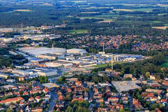 Industrial area at the train station with Vesuvius GmbH and BIERBAUM UNTERNEHMENSGRUPPE GMBH in Borken in the state North Rhine-Westphalia, Germany