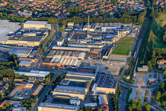 Industrial area near the train station with Vesuvius GmbH in Borken in the state North Rhine-Westphalia, Germany