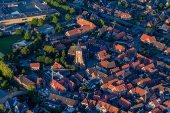 Aerial view of St. Walburga in the district Ramsdorf in Velen in the state North Rhine-Westphalia, Germany