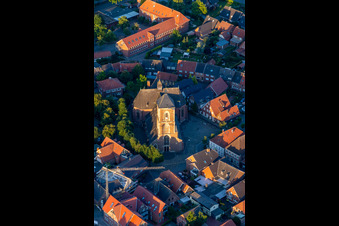 Aerial photograpy of St. Walburga in the district Ramsdorf in Velen in the state North Rhine-Westphalia, Germany