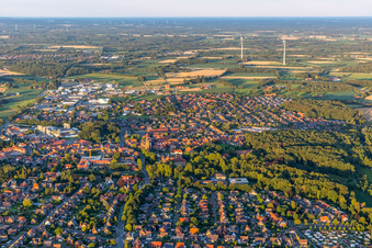 City overview from the west in the district Velen-Dorf in Velen in the state North Rhine-Westphalia, Germany