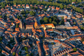 Market with St. Lambert and former city palace in Coesfeld in the state North Rhine-Westphalia, Germany