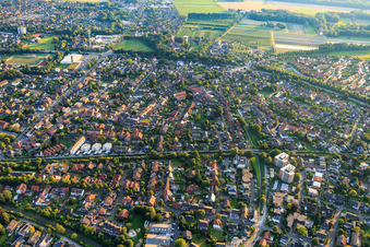 Route of the railway line through the city in Coesfeld in the state North Rhine-Westphalia, Germany
