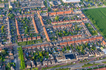 Aerial view of Olivier van Noorstraat in Enschede in the state Overijssel, Netherlands