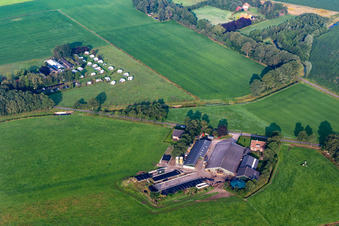 Aerial view of Farm camping de Beek in Haaksbergen in the state Overijssel, Netherlands