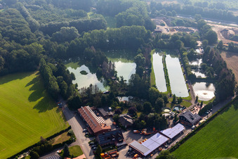 Aerial view of Fishing paradise Hochmoor in the district Tungerloh-Pröbsting in Gescher in the state North Rhine-Westphalia, Germany