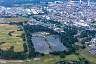 Chemical park Marl behind the Lippe floodplains in the district Chemiezone in Marl in the state North Rhine-Westphalia, Germany
