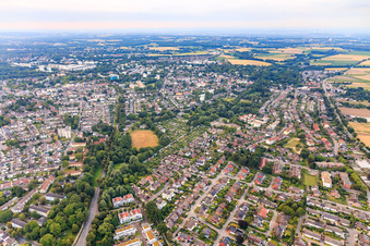 City view from the northwest in the district Brassert in Marl in the state North Rhine-Westphalia, Germany