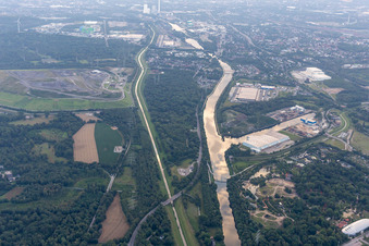 Emscher and Rhine-Herne Canal in the district Bismarck in Gelsenkirchen in the state North Rhine-Westphalia, Germany
