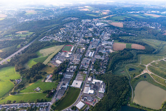 Aerial view of Industrial area Neviges in the district Neviges in Velbert in the state North Rhine-Westphalia, Germany